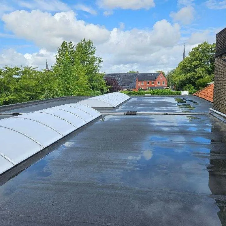 Nieuwe lichtstraat op een plat dak met nieuwe dakbedekking